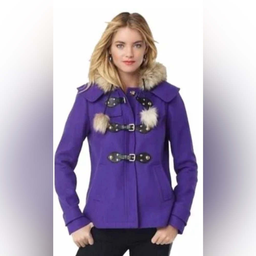 Juicy Couture Purple Peacoat Y2K Wool Blend Size S